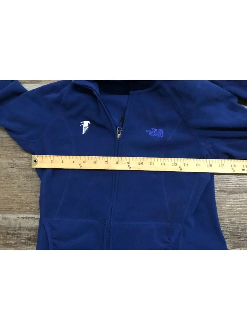 The North Face Womens Medium Blue Full Zip Fleece Hooded Jacked White Falcon